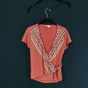Lucky Brand scoop neck wrap top